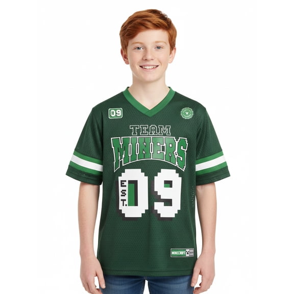 Minecraft Boys’ Short Sleeve Athletic Jersey, Sizes 4–18