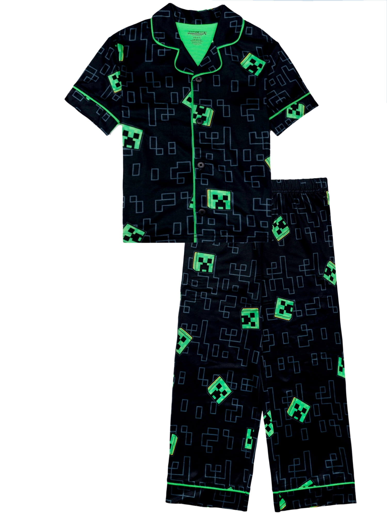 Minecraft Boys Short Sleeve Coat and Pant Pajama Set, 2-Piece, Sizes 4-12