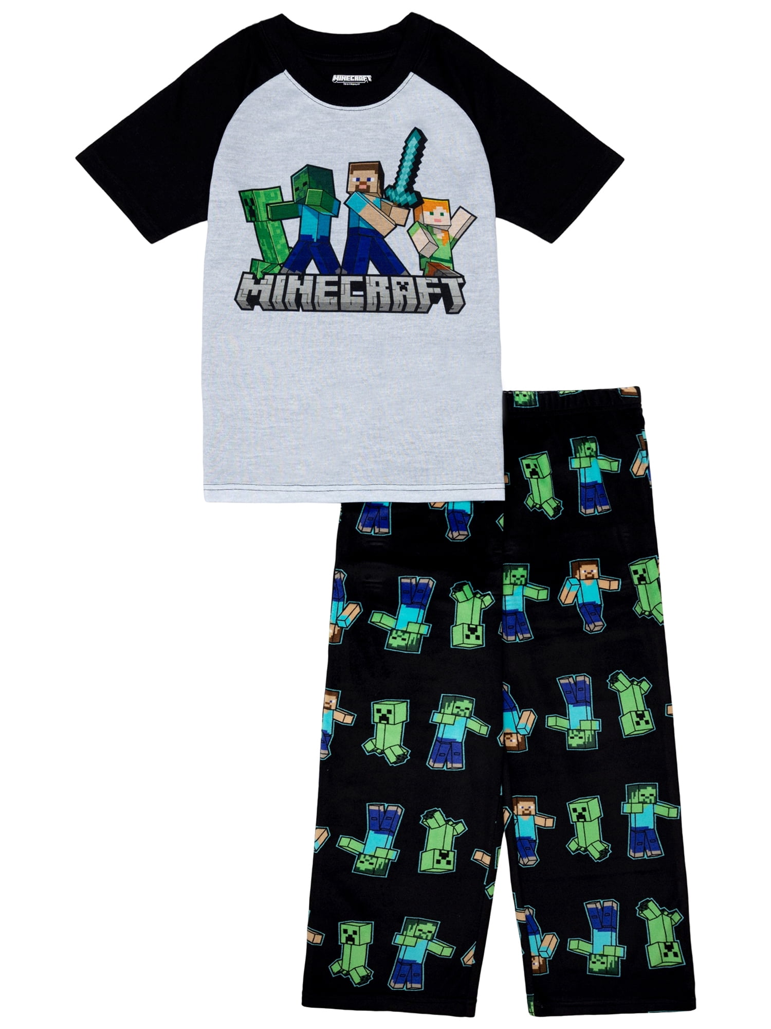 Minecraft Boys Short Sleeve Top and Pant Pajama Set, 2-Piece, Sizes 4-16