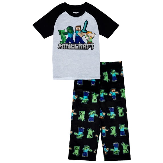 Minecraft Boys Short Sleeve Top and Pant Pajama Set, 2-Piece, Sizes 4-16