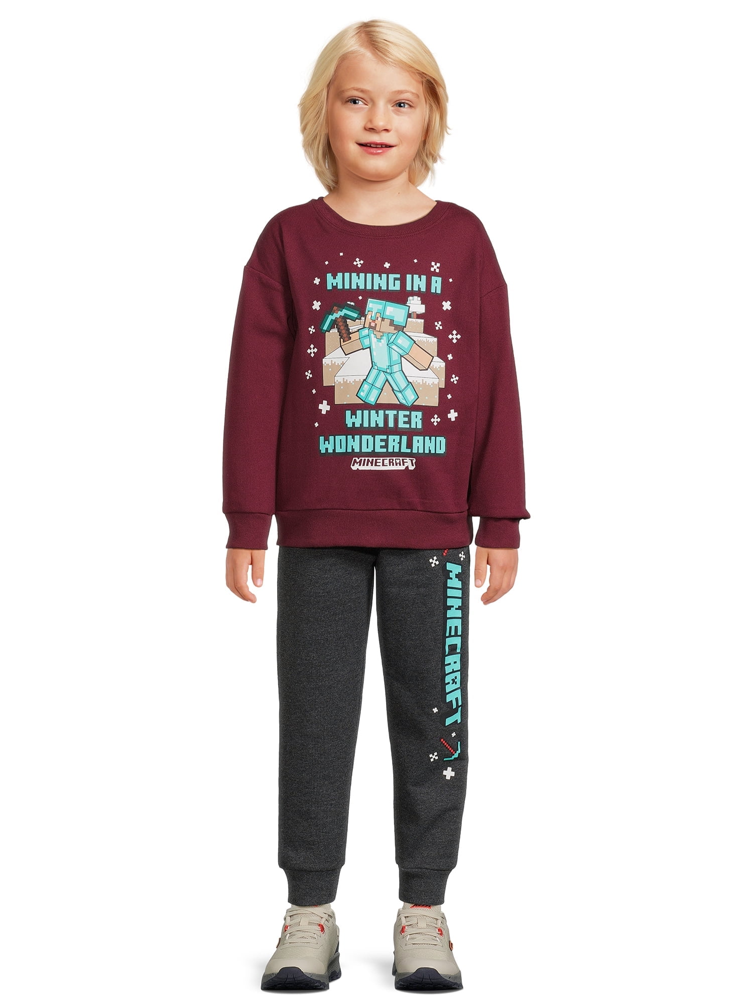 Minecraft Brandclub Minecraft Boys Wonderland Graphic Sweatshirt and Jogger Pant 2 Piece Outfit Set Sizes 4 10
