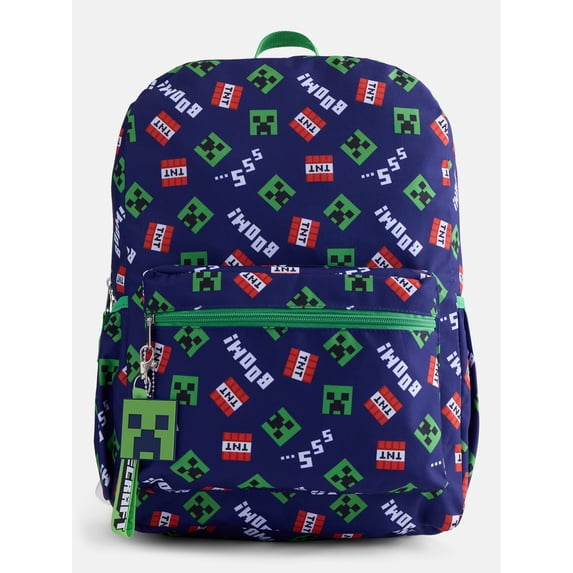 Minecraft Kids' 17" Fun Day Print Laptop Backpack, Navy