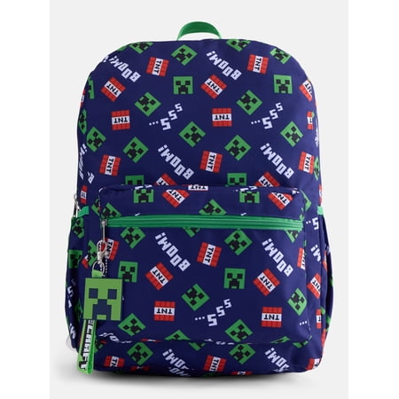 Microsoft Minecraft Kids' 17" Fun Day Print Laptop Backpack, Navy