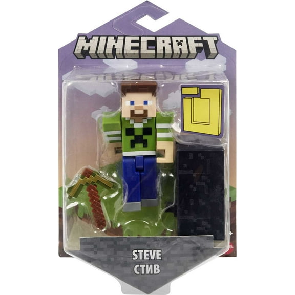 Minecraft Build-A-Portal Steve Action Figure (Creeper Shirt)