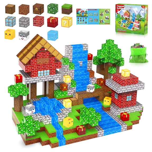 Magnetic Building Cubes - 100pcs STEM Educational Magnet World Building Set for Boys & Girls Ages 3+, Gifts for Kids 3 Years and Up, Inspired Construction Set