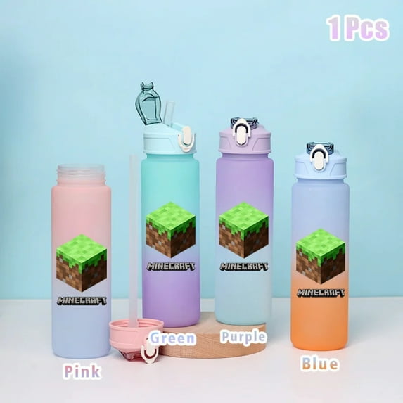 Minecraft Cartoon Game Water Cup Outdoor Large Capacity Plastic Portable Leak Proof Sports Water Bottle Fitness Running Anime