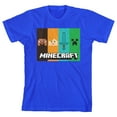 thumbnail image 1 of Minecraft Character Panels Boy's Royal Blue T-shirt-Large, 1 of 5