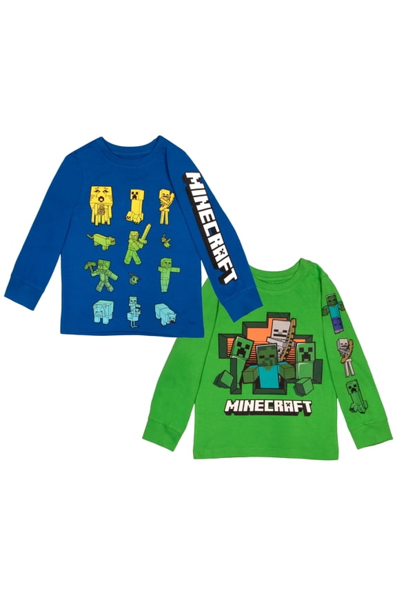 Characters Boys Long Sleeve T-Shirt, 2-Pack Bundle Set for Kids and Toddlers (Size 4-16)