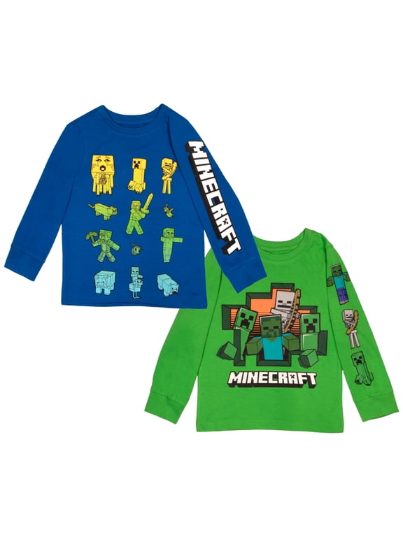 Characters Boys Long Sleeve T-Shirt, 2-Pack Bundle Set for Kids and Toddlers (Size 4-16)