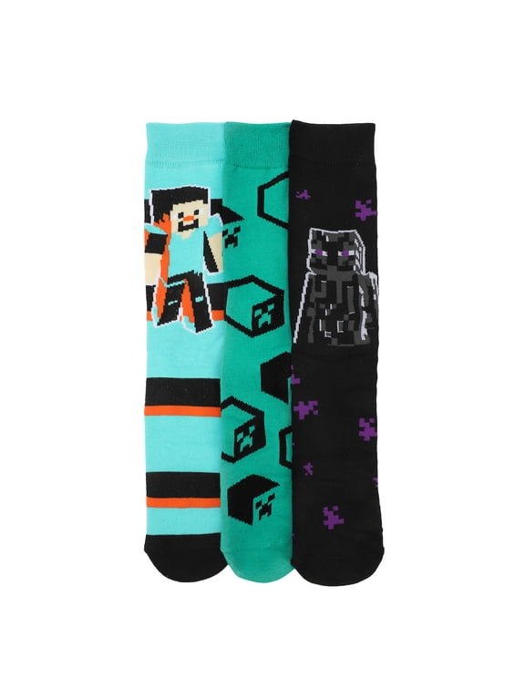 Minecraft Characters & Icons Adult 3-Pair Casual Crew Socks