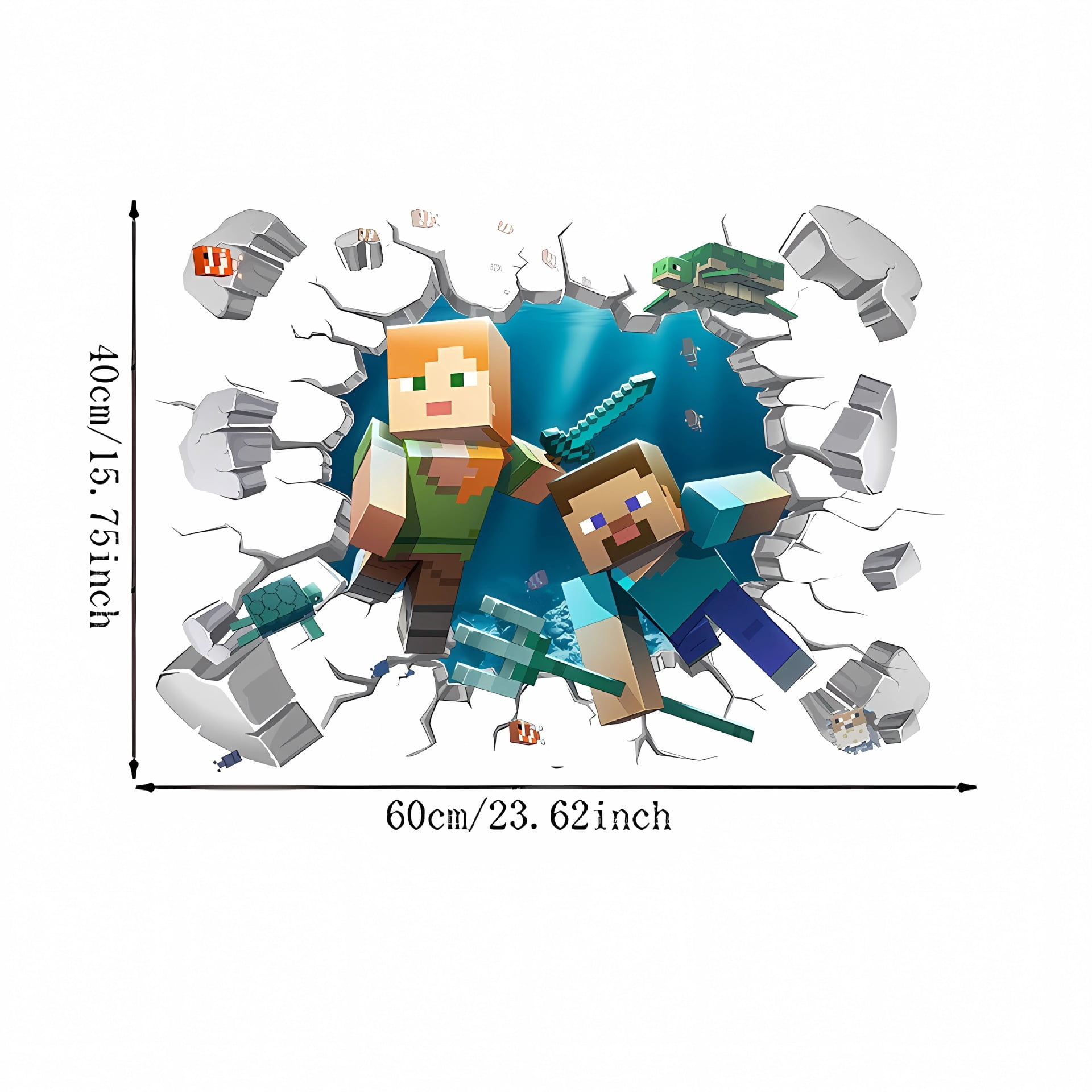 Minecraft Characters Peel and Stick Wall Decals - F-60*40cm - Walmart.com