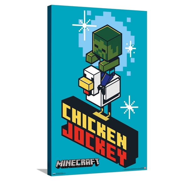 Minecraft - Chicken Jockey Canvas Wall Poster, 22.375" x 34"