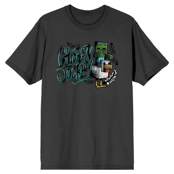 Minecraft Chicken Jockey Men's Charcoal T-shirt-Medium