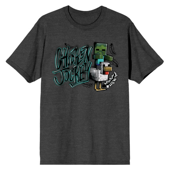 Minecraft Chicken Jockey Men's Crew Neck Short Sleeve T-shirt-XL