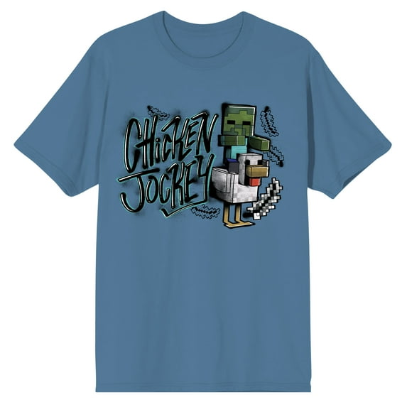Minecraft Chicken Jockey Men's Crew Neck Short Sleeve T-shirt-XXL