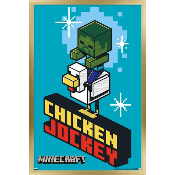 Minecraft - Chicken Jockey Wall Poster, 14.725" x 22.375", Framed