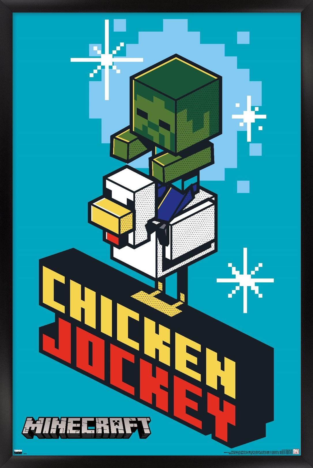 Minecraft - Chicken Jockey Wall Poster, 22.375" x 34", Framed - Walmart