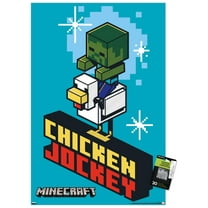 Minecraft - Chicken Jockey Wall Poster with Push Pins, 22.375" x 34"
