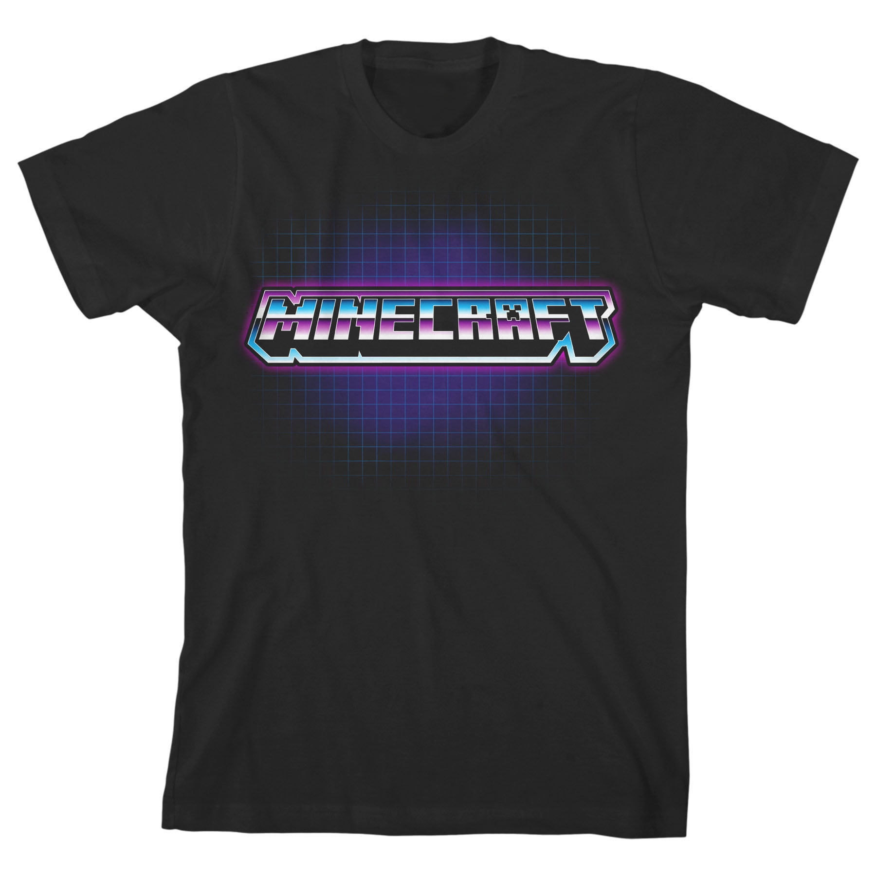 Minecraft Chrome Logo Boy's Black T-shirt-Medium