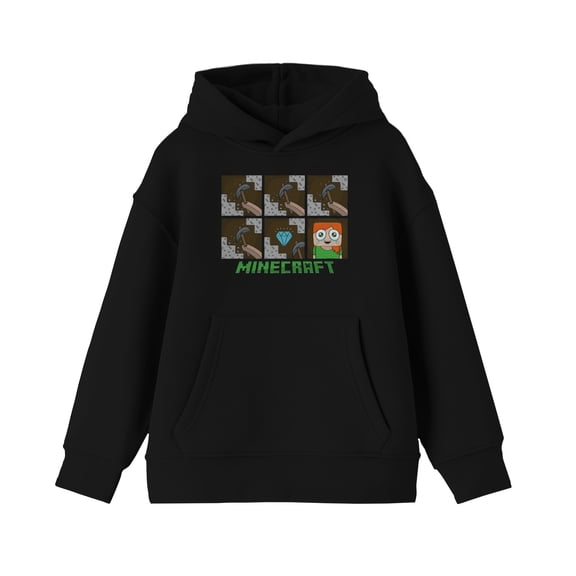 Minecraft Comic Panels Boy's Black Sweatshirt-X-Small