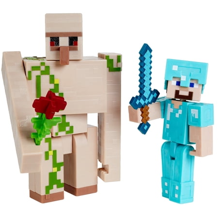 Minecraft Craft-A-Block Steve And Iron Golem Figures