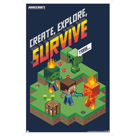 Minecraft - Create, Explore, Survive 2 Wall Poster, 14.725" x 22.375" Framed