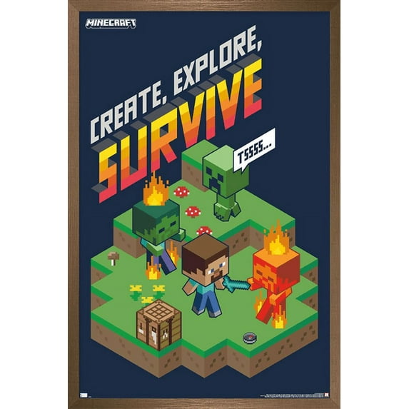 Minecraft - Create, Explore, Survive 2 Wall Poster, 22.375" x 34" Framed
