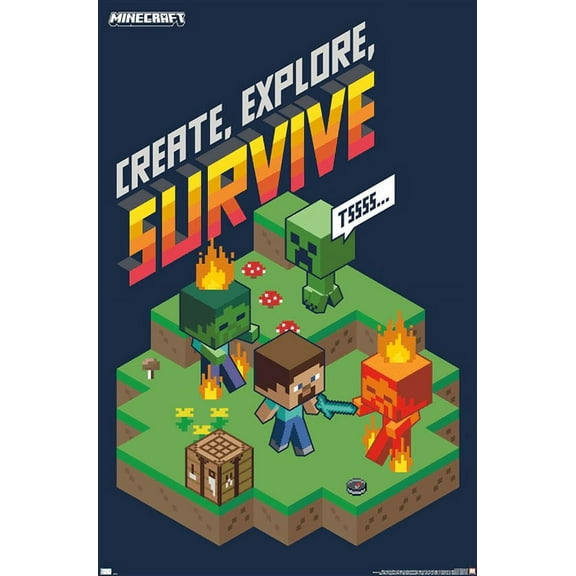 Minecraft - Create, Explore, Survive 2 Wall Poster, 22.375" x 34"