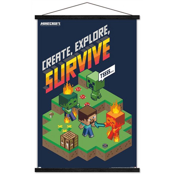 Minecraft - Create, Explore, Survive 2 Wall Poster with Magnetic Frame, 22.375" x 34"