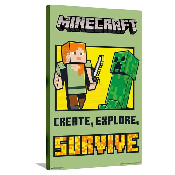 Minecraft - Create, Explore, Survive Canvas Wall Poster, 22.375" x 34"