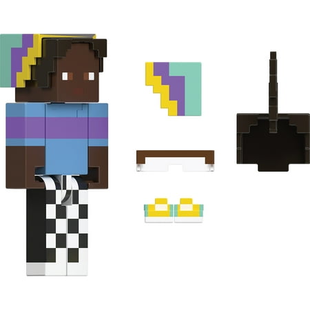 Minecraft Creator Series Camp Enderwood Checkered Slacks Action Figure & Accessories, 3.25-in Scale