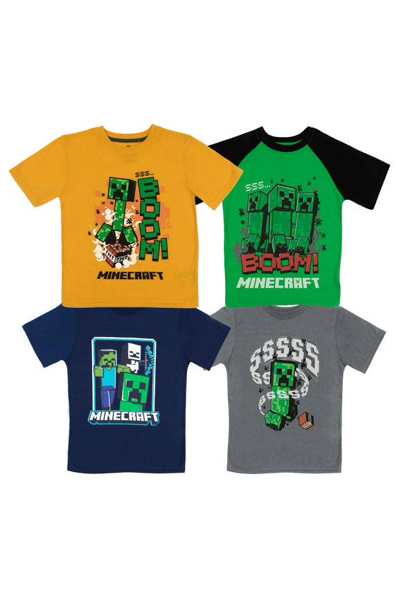 Creeper 4 Pack T-Shirt Bundle Set, Shirts for Boys 4-Pack Set (Size 5-6)