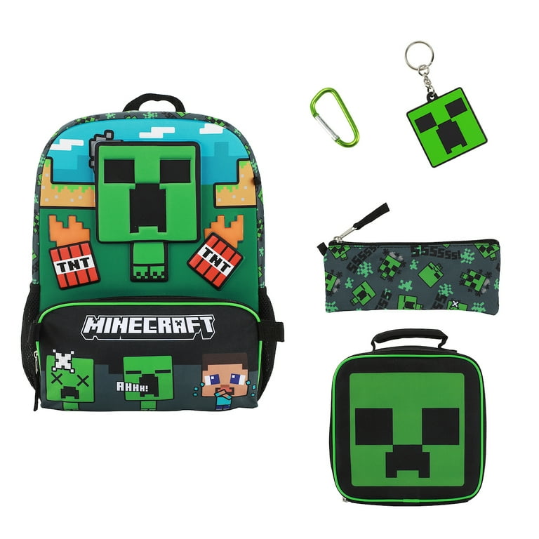 Minecraft Creeper 5 Piece Backpack Lunchbox Set