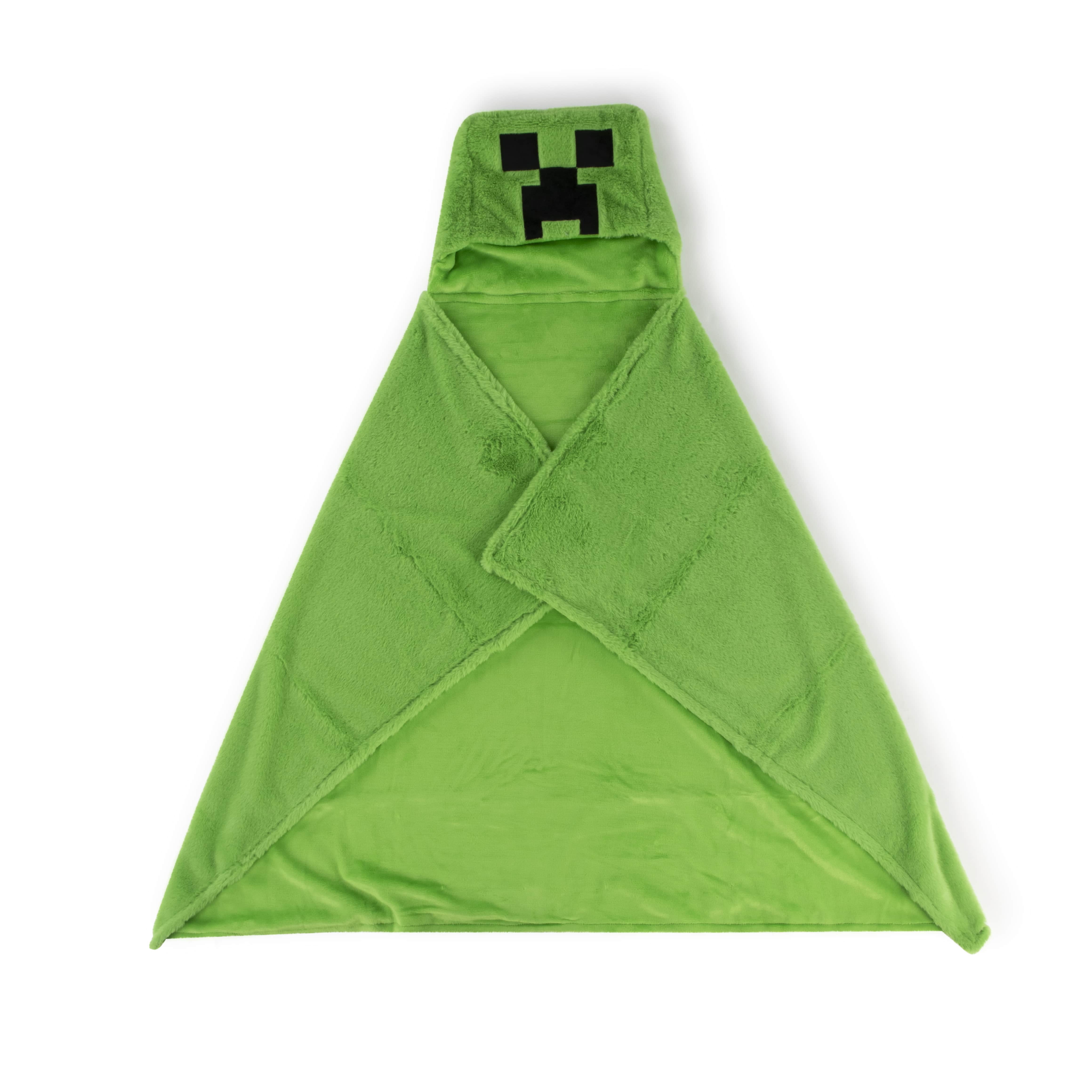 Minecraft Creeper Kids Hooded Silk Touch Throw Blanket, Polyester