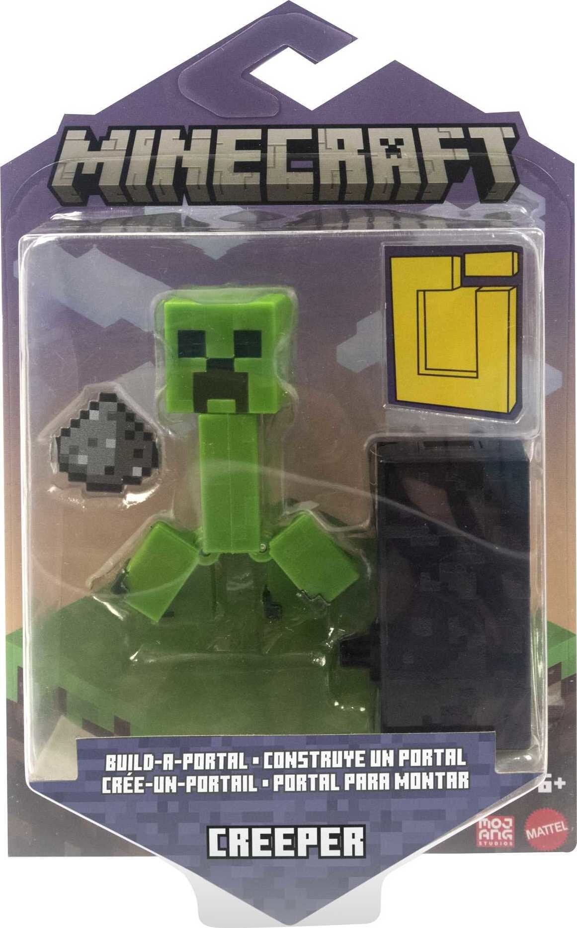 Minecraft Creeper Action Figure, 3.25-In, with 1 Build-A-Portal Piece \u0026 1 Accessory