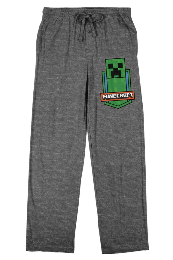 Minecraft Creeper Badge Men's Graphite Heather Sleep Pants-Large