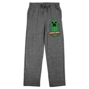 Minecraft Creeper Badge Men's Graphite Heather Sleep Pants-Medium