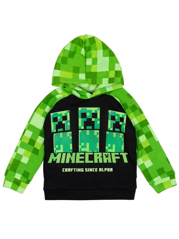 Big Boys' Fleece Hooded Sweatshirt Creeper Green Black
