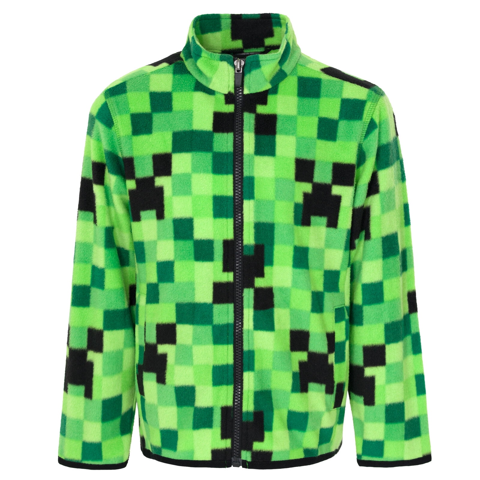 Minecraft Creeper Big Boys Fleece Zip Up Jacket Green 1012