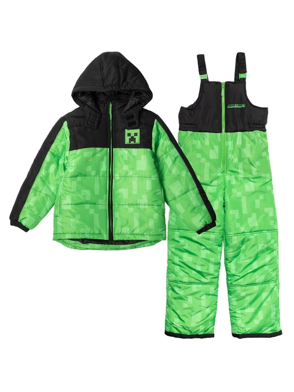 Creeper Big Boys Zip Up Puffer Jacket and Snow Bib Ski Pants Little Kid to Big Kid