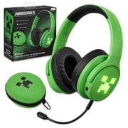 Minecraft Creeper Bluetooth Gaming Headphones for Kids with Boom Microphone and Light-Up Side Panels