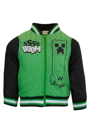 Bomber Jacket for Boys, Zip-Up Creeper Varsity Jacket for Kids (Sizes 4-18)