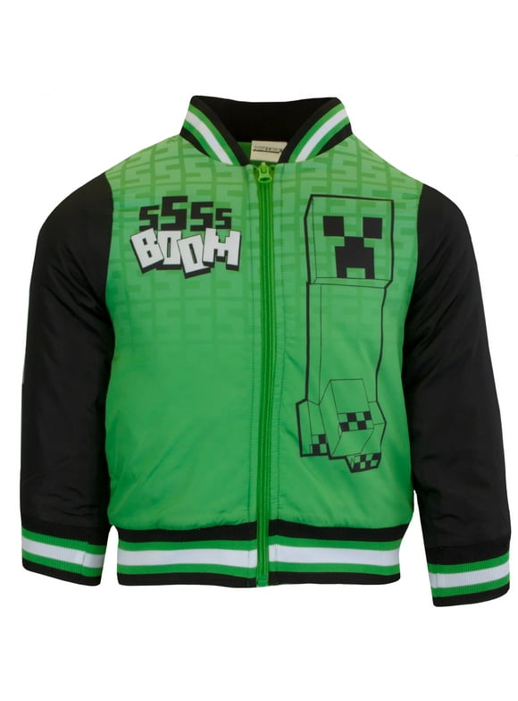 Bomber Jacket for Boys, Zip-Up Creeper Varsity Jacket for Kids (Sizes 4-18)