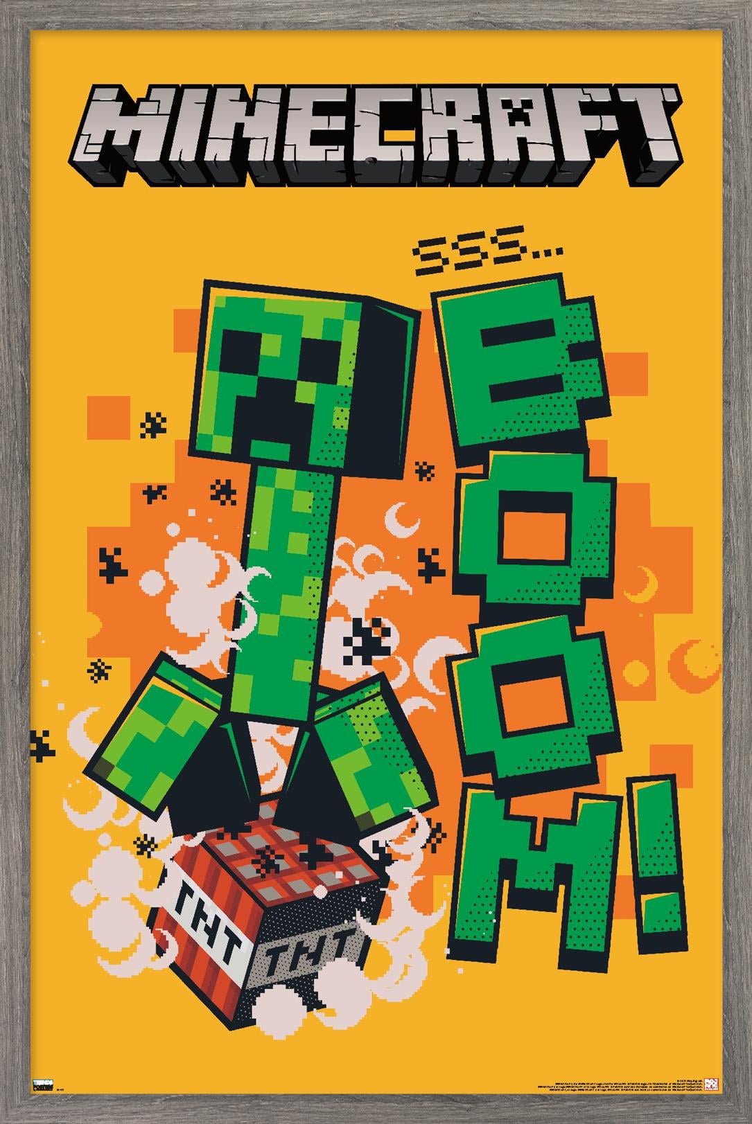 Minecraft Creeper Boom Wall Poster, 14.725" x 22.375", Framed
