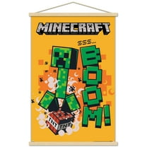 Minecraft - Creeper Boom Wall Poster with Wooden Magnetic Frame, 22.375" x 34"