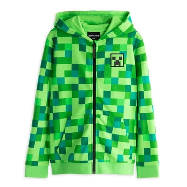 Minecraft Creeper Boy's Green Hoodie, Sizes 5-14