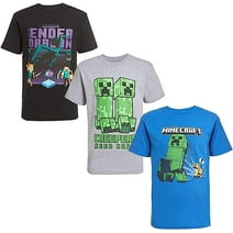 Minecraft Creeper Boys 3-Piece Bundle Set, Zip up Fashion Hoodie, Short Sleeve T-Shirt, and Jogger Sweatpants (Sizes 4-16)
