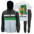 thumbnail image 1 of Minecraft Creeper Boys 3-Piece Bundle Set, Zip up Fashion Hoodie, Short Sleeve T-Shirt, and Jogger Sweatpants (Sizes 4-16), 1 of 3