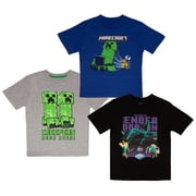 Minecraft Boys Creeper Short Sleeve Graphic T-Shirt 3-Pack (Little & Big Boys), Sizes 4–16