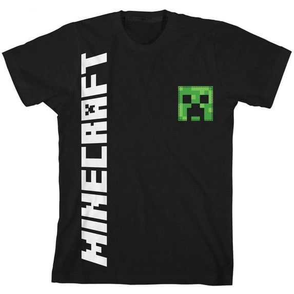 Minecraft Creeper Boys Black T-shirt-Large